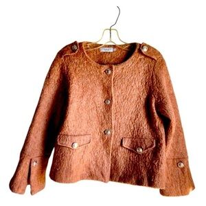 Maria Sole Made in Italy Boxy Style Blazer Mohair Wool Blend Size Small Classic